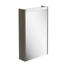 Plum&clay Borneo Dark Wood Single Bathroom Mirrored Led Wall Cabinet (W)450mm (H)730mm - thumbnail 1
