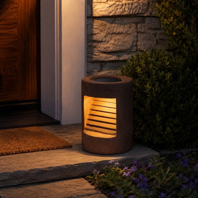 Gwsolar Ceramic Garden Solar Lights Warm White, Auto On/off, Ip44, Spare Lamp Head Included, Patio & Yard Decor Light - image 1