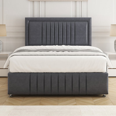 Bsspoke Lily Divan Bed Set Steel Plush Velvet 24Inch Headboard & Footboard & Mattress No Drawers In Single 4Ft 4Ft6 5Ft 6Ft - image 1