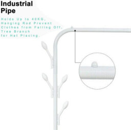 Heavy Duty Metal Single Rail Clothes Garment Hanging Rack Shelf Stand White - thumbnail 4