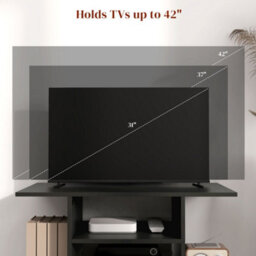 Homcom Modern Tv Cabinet Stand Storage Shelves Table Mobile Black - thumbnail 7