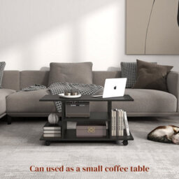 Homcom Modern Tv Cabinet Stand Storage Shelves Table Mobile Black - thumbnail 6