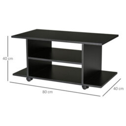 Homcom Modern Tv Cabinet Stand Storage Shelves Table Mobile Black - thumbnail 3