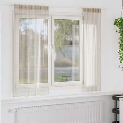 Berkfield Curtains With Curtains 2 Pcs Sand Polyester - image 1