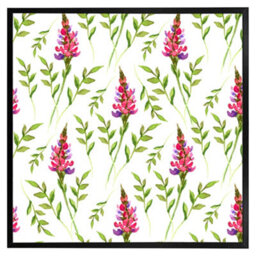 "Andrew Lee Pink & Green Leaves (Picutre Frame) / 12X12"" / Oak" - thumbnail 1
