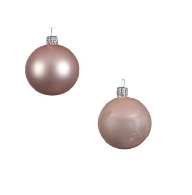 Decoris Blush Pink Glass Christmas Baubles Tree Decor Pack Of 6 8Cm Rose Gold Baubles - image 1