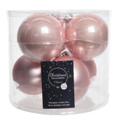 Decoris Blush Pink Glass Christmas Baubles Tree Decor Pack Of 6 8Cm Rose Gold Baubles - thumbnail 2