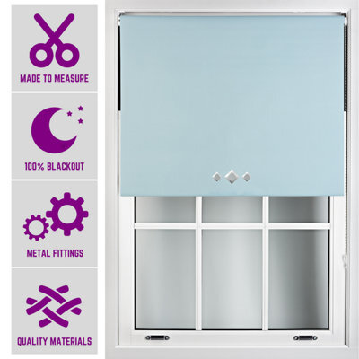 Triple Diamond Eyelet Blackout Roller Blind With Metal Fittings Free Alteration By Furnished - Duck Egg (W)60Cm X (L)165Cm - image 1