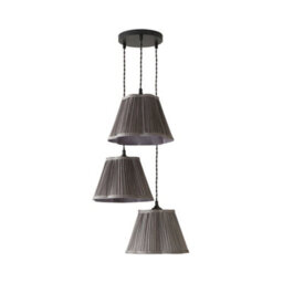 Valuelights Loralei Grey Pleated Faux Silk 3 Drop Cluster Black Ceiling Light With Led Bulbs - thumbnail 6