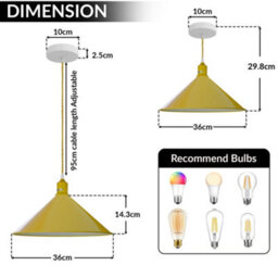 Ledsone Vintage Pendant Light E27 Ceiling  Base Adjustable Hanging Pendant Light Vintage Edison Style Hanging Light Fixture - thumbnail 2