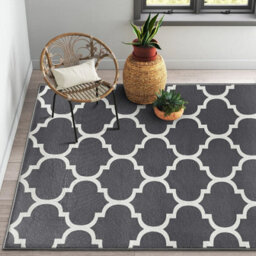 Ameha Printed Area Rugs For Bedroom Large Bedside Rug 80X150 Cm Non Slip Runner Modern Trellis Style Durable Soft Kids Room (Ava Grey) - thumbnail 8