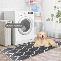 Ameha Printed Area Rugs For Bedroom Large Bedside Rug 80X150 Cm Non Slip Runner Modern Trellis Style Durable Soft Kids Room (Ava Grey) - thumbnail 9