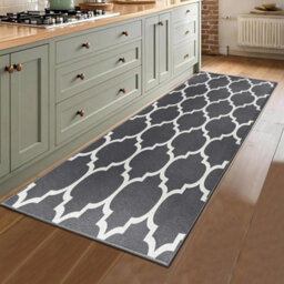 Ameha Printed Area Rugs For Bedroom Large Bedside Rug 80X150 Cm Non Slip Runner Modern Trellis Style Durable Soft Kids Room (Ava Grey) - thumbnail 5