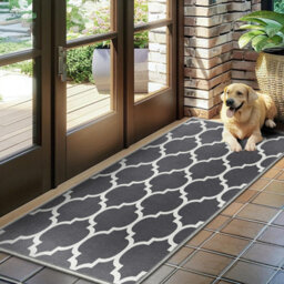 Ameha Printed Area Rugs For Bedroom Large Bedside Rug 80X150 Cm Non Slip Runner Modern Trellis Style Durable Soft Kids Room (Ava Grey) - thumbnail 7