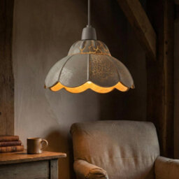 Crackle Glass Pendant Lamp Shade 20Cm Vintage Scalloped Design E27 Fit White Retro Ceiling Light For Kitchen Dining - thumbnail 8