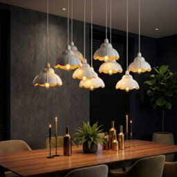Crackle Glass Pendant Lamp Shade 20Cm Vintage Scalloped Design E27 Fit White Retro Ceiling Light For Kitchen Dining - thumbnail 2