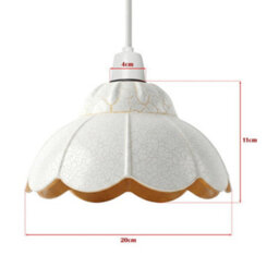 Crackle Glass Pendant Lamp Shade 20Cm Vintage Scalloped Design E27 Fit White Retro Ceiling Light For Kitchen Dining - thumbnail 3
