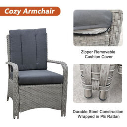 3 Pieces Outdoor Rattan Bistro Set, Outdoor Dining Set For 2 With Soft Cushioned And Waterproof Cover - thumbnail 3