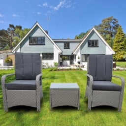 3 Pieces Outdoor Rattan Bistro Set, Outdoor Dining Set For 2 With Soft Cushioned And Waterproof Cover - thumbnail 6