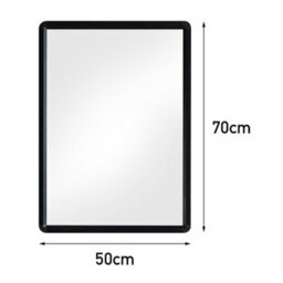 Darphe Black Perforation-Free Wall-Mounted Rectangular Framed Bathroom Mirror - thumbnail 6