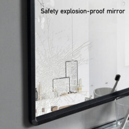 Darphe Black Perforation-Free Wall-Mounted Rectangular Framed Bathroom Mirror - thumbnail 5