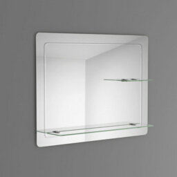 Nes Home 800 X 600mm Round Corner Mirror With Double Glass Shelves - thumbnail 2