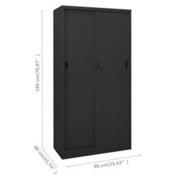 Vidaxl Office Cabinet With Sliding Door Anthracite 90X40X180 Cm Steel - thumbnail 9