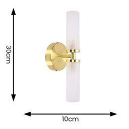 Valuelights Canya Pair Of Gold Ip44 2 Way Frosted Reeded Glass Wall Lights With Led Bulbs - thumbnail 5