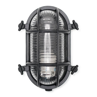 Valuelights Bow Black Nautical Oval Bulkhead Ip64 Outdoor Wall Light - image 1