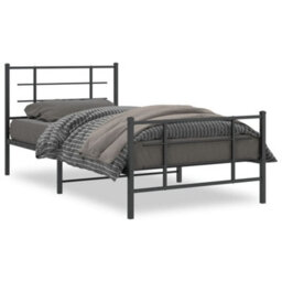 Berkfield Metal Bed Frame Without Mattress With Footboard Black 107X203Cm - thumbnail 2