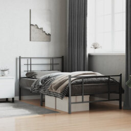 Berkfield Metal Bed Frame Without Mattress With Footboard Black 107X203Cm - thumbnail 1