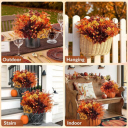 CLEFFNS 16Pcs Artificial Fall Flowers Outdoors, Faux Maples Mums For Outside Artificial Flowers Plants For Thanksgiving Autumn Decor - thumbnail 9