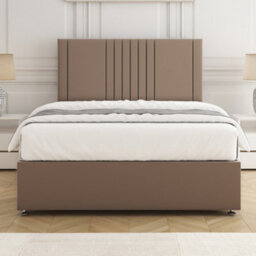 Bsspoke Monaco Divan Bed Mink Plush Velvet 24Inch Headboard & 2 Drawers Same Side No Mattress In Single Double 4Ft 5Ft 6Ft - thumbnail 3