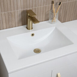 Plum&clay Denver Gloss White Freestanding Vanity Unit & Basin Set With Gold Tap & Handles (W)615mm (H)850mm - thumbnail 5