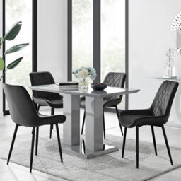 Furniturebox Uk Imperia 4 Grey Dining Table And 4 Black Pesaro Black Leg Chairs - thumbnail 1