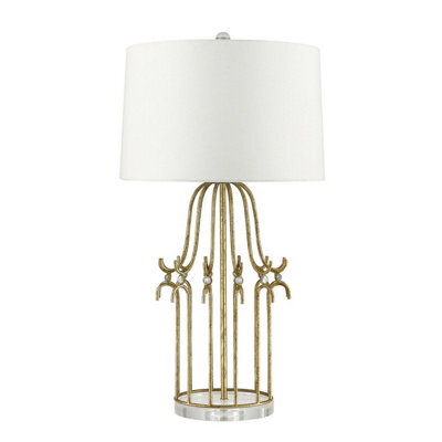 Elegant Table Lamp With Crystal Accents And Cream Shade For Modern Interiors