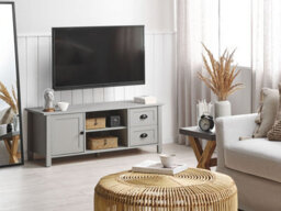 Beliani  Tv Stand Honolulu Light Grey - thumbnail 2