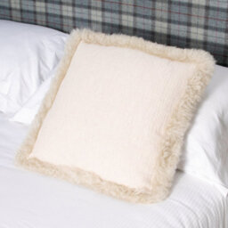 Native Natural Linen Cushion With Sheepskin Trim - thumbnail 2