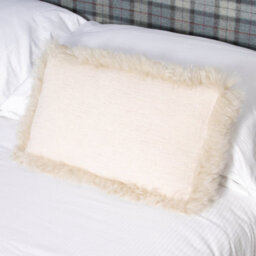 Native Natural Linen Cushion With Sheepskin Trim - thumbnail 3