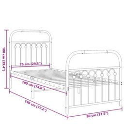 Berkfield Metal Bed Frame Without Mattress With Footboard Black 75X190Cm - thumbnail 8