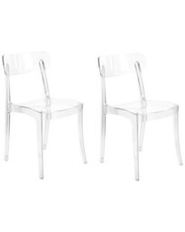 Beliani Transparent Dining Chairs Set Of 2 Armless Stackable Modern - thumbnail 3