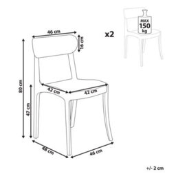Beliani Transparent Dining Chairs Set Of 2 Armless Stackable Modern - thumbnail 5
