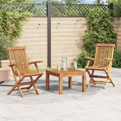 Walplus Folding Garden Chairs 2 Pcs Solid Teak Wood - image 1