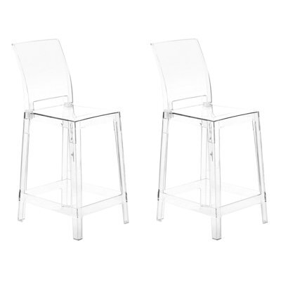 Beliani Set Of 2 Bar Chairs Wellington Transparent - image 1
