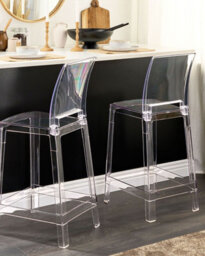 Beliani Set Of 2 Bar Chairs Wellington Transparent - thumbnail 2