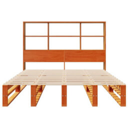 Berkfield Bookcase Bed Without Mattress Wax Brown 150X200 Cm King Size Solid Wood - thumbnail 4