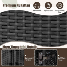 Gainoom Black Wicker Wardrobe Pe Rattan Wardrobe Armoire Closet W/ Hanging Rod - thumbnail 7