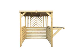 Edecks Deluxe The Pavilion Wooden Bbq Shelter With Foldout Bar Top 6 X 7Ft - Chevron Rear Outdoor Garden Diy Barbecue Grill Gazebo - thumbnail 7