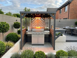 Edecks Deluxe The Pavilion Wooden Bbq Shelter With Foldout Bar Top 6 X 7Ft - Chevron Rear Outdoor Garden Diy Barbecue Grill Gazebo - thumbnail 2