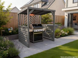 Edecks Deluxe The Pavilion Wooden Bbq Shelter With Foldout Bar Top 6 X 7Ft - Chevron Rear Outdoor Garden Diy Barbecue Grill Gazebo - thumbnail 4